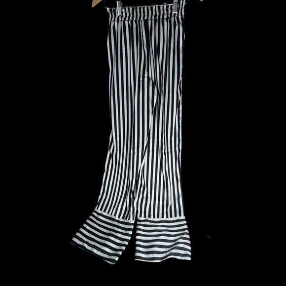 Diarrablu Leer Ben Black/White Striped Wide Leg Pants Sz S - Picture 4 of 7